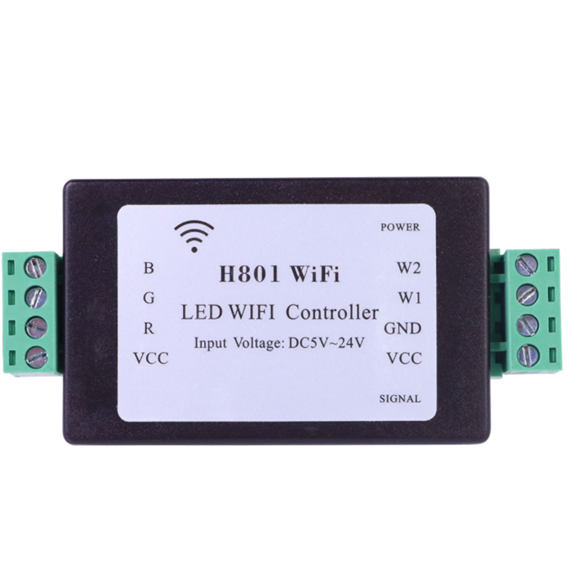 DC5V-24V, RGB/RGBW LED H801 WiFi Android Controller for LPD6803、LPD1882、LPD1889、DMX512、APA102、UCS1903、WS2811、TM1812 Addressable LED Strip Light